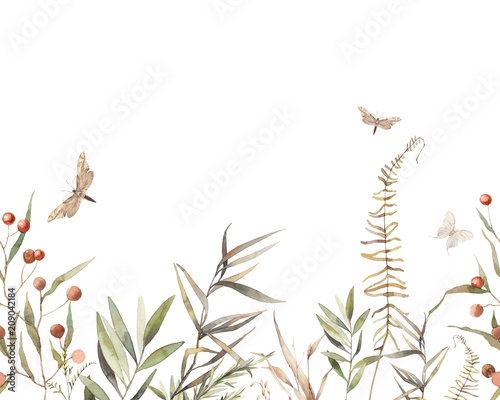 akwarela-suchych-ziol-bez-szwu-granicy-recznie-malowany-ornament-botaniczny-rosliny-trawa-jagody-paproc-liscie-projekt-obiekty-naturalne-na-bialym-tle