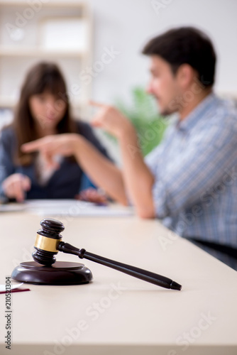 Female lawyer meeting with his male client in the office