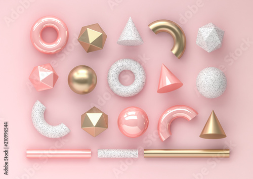 set-3d-odplaca-sie-realistycznych-prymitywy-na-rozowym-tle-pojedyncze-elementy-graficzne-kule-torusy-tuby-stozki-i-inne-geometryczne-ksztalty-w-zlotych-metalicznych-i-bialych-kolorach-dla-modnych-wzorow