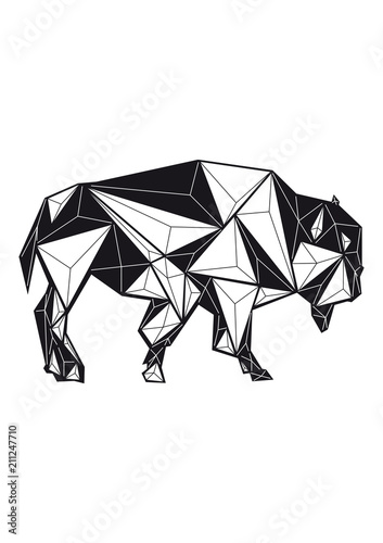 geometric black and white bison © lisa_L