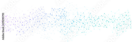 White global communication banner with colorful network. © Vjom