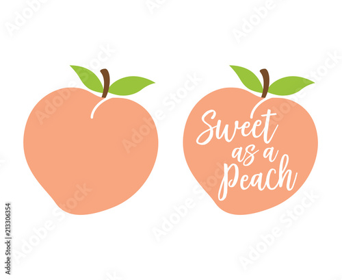Peach logo with quote “Sweet as a Peach” vector illustration. © JungleOutThere
