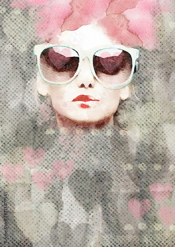 snic-akwarela-streszczenie-portret-dziewczynki-moda-tlo