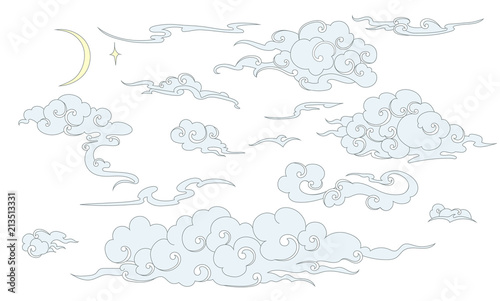 Set of clouds in Chinese style © Maria