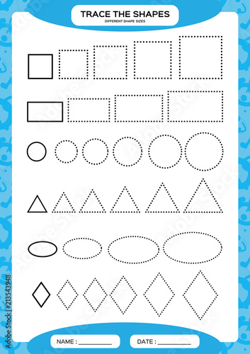 Different Shape Sizes Learning Basic Shapes Trace And Draw