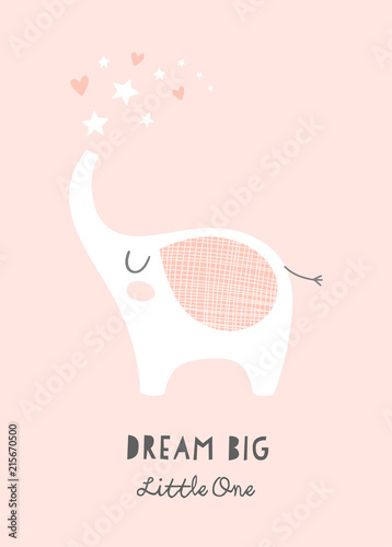 sliczne-slonia-i-gwiazdy-dream-big-little-one-plakat-przedszkola-sztuka-do-druku-dla-dzieci-dziewczynki-ilustracja-w-menchiach