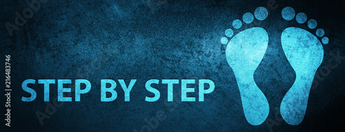 Step by step (footprint icon) special blue banner background
