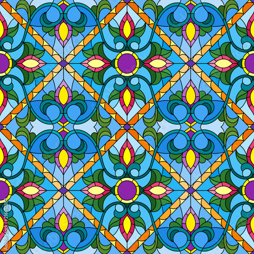 seamless-pattern-in-the-style-of-a-stained-glass-window-with-abstract-floral-ornament