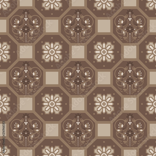Brown Floor Tiles Ornament Vector Pattern Print Colors Geometric Hexagonal Seamless Backdrop Brown Floor Tiles Ornament Vector Pattern Print Colors Geometric Hexagonal Seamless Backdrop