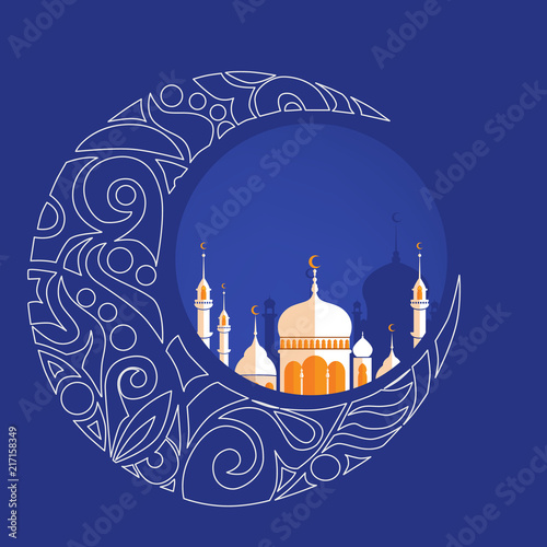 Crescent Moon Decorated With Zentangle For Muslim Community Festival Eid Al Fitr Mubarak Greeting Card Crescent Moon Decorated With Zentangle For Muslim Community Festival Eid Al Fitr Mubarak Greeting Card