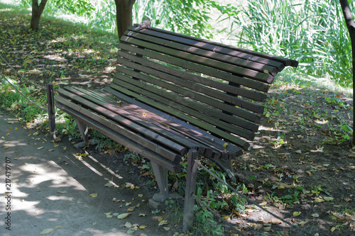 Old Fashioned Wooden Bench For Rest In Summer City Park Photos Old Fashioned Wooden Bench For Rest In Summer City Park