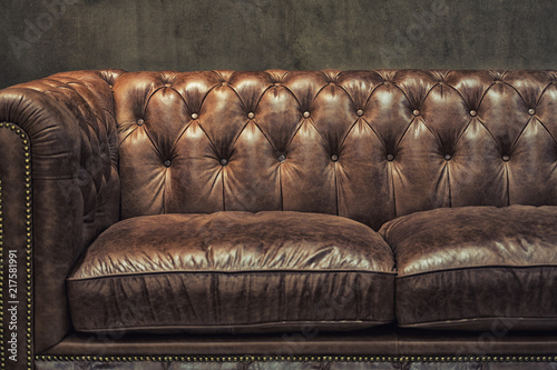 Vintage Brown Leather Sofa Photos Ap Images Detailview Vintage Brown Leather Sofa