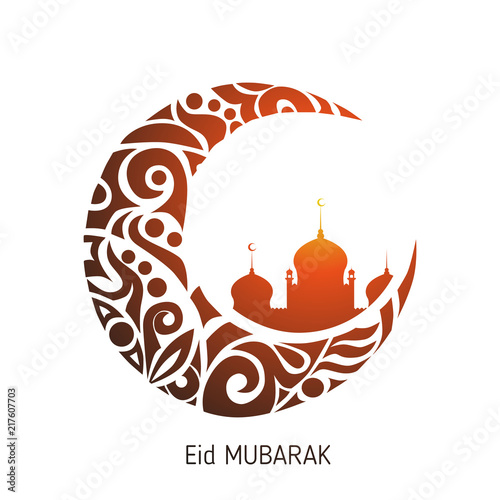 Crescent Moon Decorated With Zentangle For Muslim Community Festival Eid Al Fitr Mubarak Greeting Card Crescent Moon Decorated With Zentangle For Muslim Community Festival Eid Al Fitr Mubarak Greeting Card
