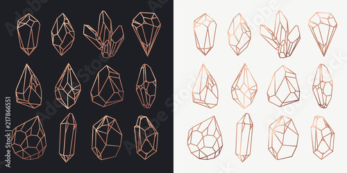Crystals and diamonds, gems and rocks contour © annlipch