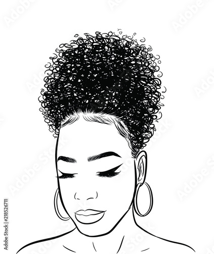 Curly Beauty Girl Illustration Isolated On Clear Background Double