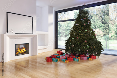 modern bright interiors apartment living room with christmas tree 3d rendering illustration - Apartment Christmas Tree modern bright interiors apartment living room with christmas tree 3d rendering illustration - Apartment Christmas Tree