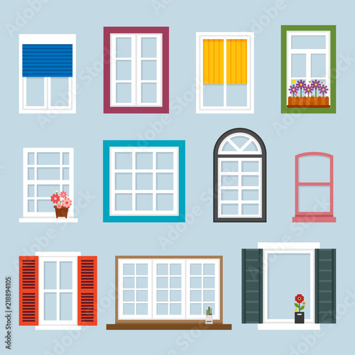 Various Kind Of Windows Flat Design Style Vector Graphic Various Kind Of Windows Flat Design Style Vector Graphic Ilration Set
