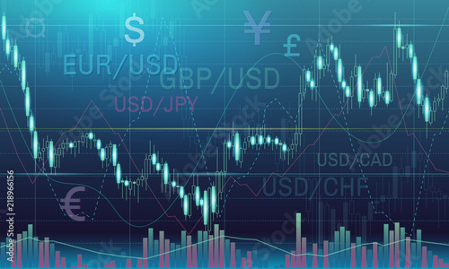 Candlestick Chart In Financial Market Vector Illustration On Dark - 