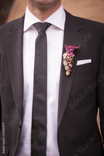 Groom in a jacket. The morning of the groom, bridegroom's fees. Close up © MS Photographie