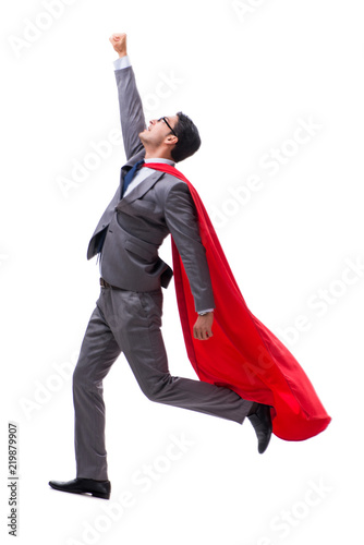 Super hero businessman isolated on white background