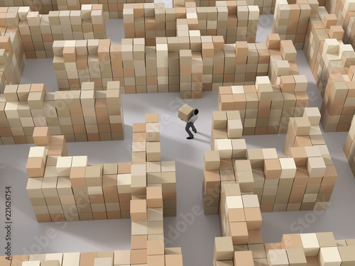man carries boxes in the warehouse