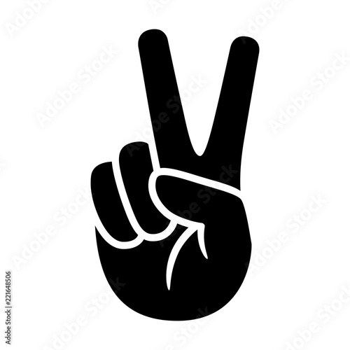 Hand gesture V sign for victory or peace flat vector icon for apps and websites © martialred