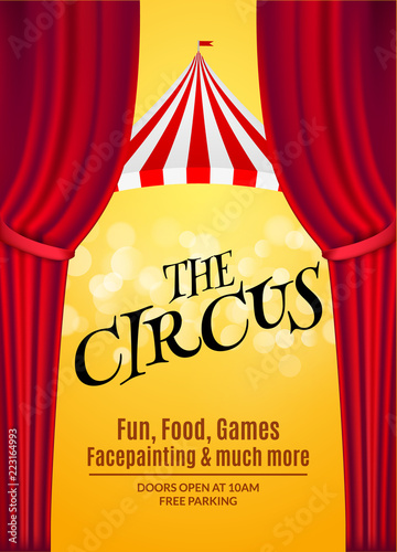 circus show poster template with sign and light frame festive