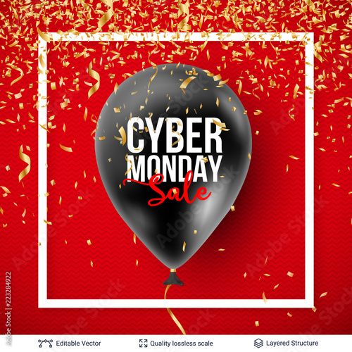 Cyber Monday Sale Background with balloons.