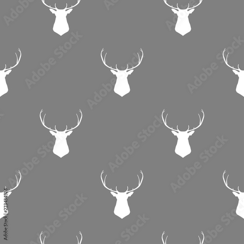 vector-pattern-illustration-with-head-of-deer-in-white-color-with-grey-background