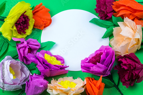 tools making crepe paper flowers green background buy photos ap paper flower making tools