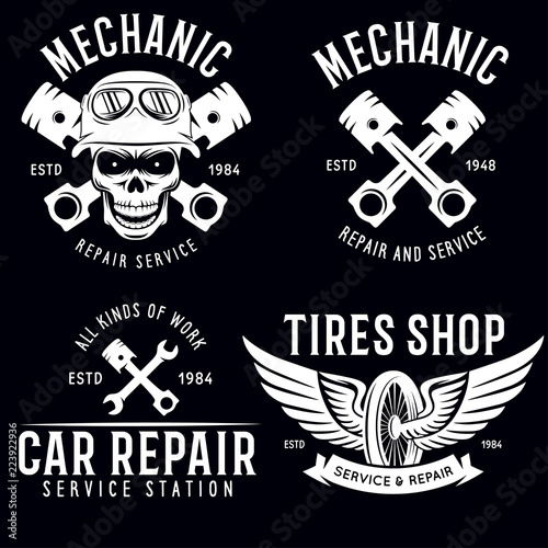 Vintage Car Service Badges Templates Emblems And Design Elements Vintage Car Service Badges Templates Emblems And Design Elements Garage Repair Retro Labels