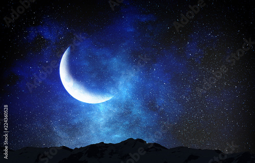 Romantic moon in sky