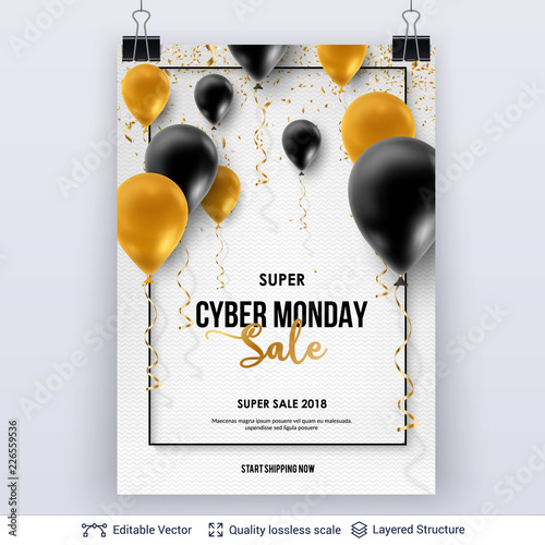 Cyber Monday Sale Background with air balloons