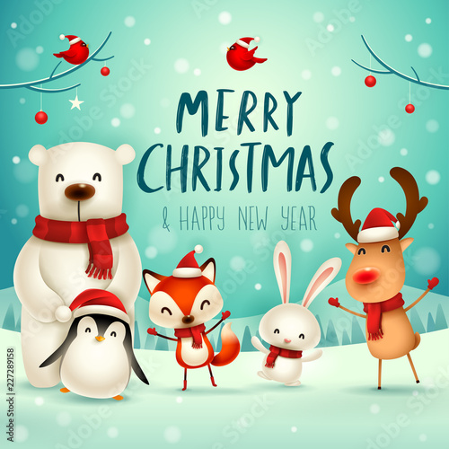 merry christmas and happy new year christmas cute animals character happy christmas companions - Merry Christmas Cute merry christmas and happy new year christmas cute animals character happy christmas companions - Merry Christmas Cute