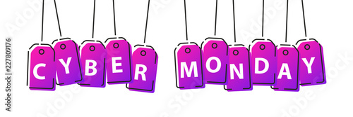 Vector realistic isolated price tag of Cyber Monday sale with thin line gradient design for decoration and covering on the white background.