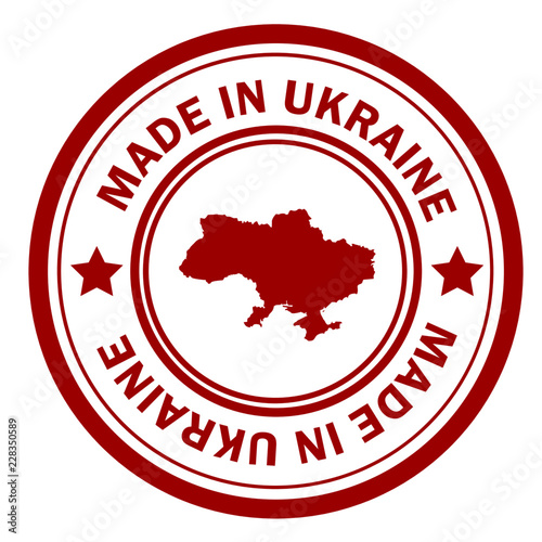 Red stamp with map of Ukraine © alvindom