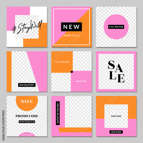 Square Social Media Post Templates Set