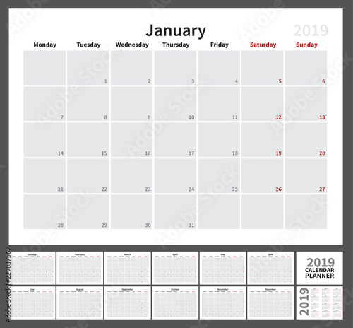 Calendar for 2019
