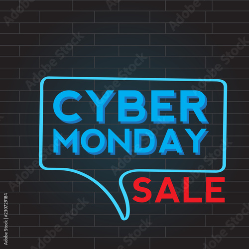 Neon cyber monday promotion. Vector illustration design