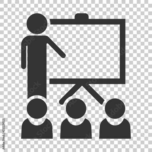 Training Education Icon In Flat Style People Seminar Vector