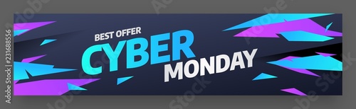 Cyber Monday discount sale concept. Inscription design template. Cyber Monday banner. Vector illustration eps 10.