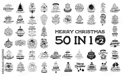 Merry Christmas typography set. © pavector