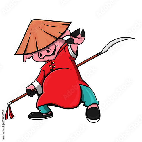 Master Pig perform his kungfu with spear to celebrate chinese New Year ...