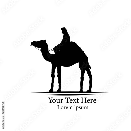 Bedouin on a Camel Silhouette Isolated on White © vintervarg