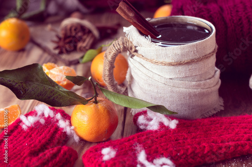 warm winter with tea and tangerines © Angelika Smile