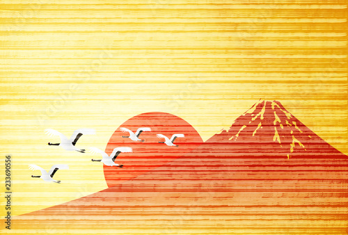 富士山 日の出 年賀状 背景 © J BOY