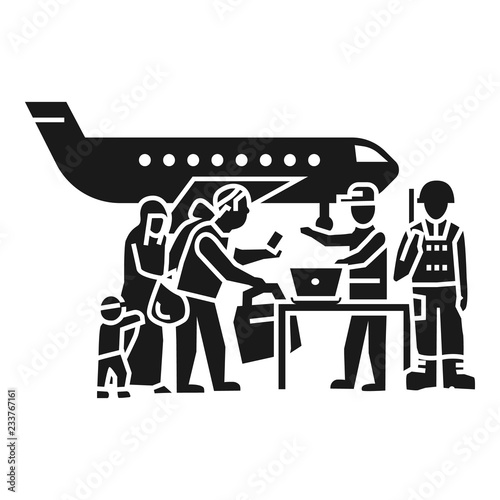 Migrant People On Plane Icon Simple Illustration Of Migrant People
