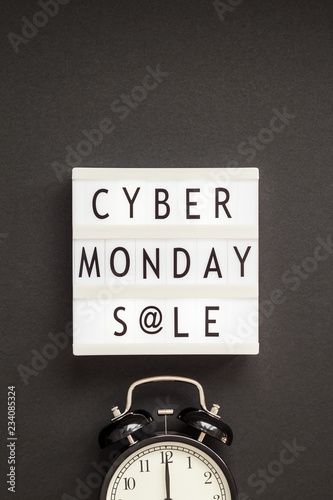 Cyber Monday sale text on white lightbox