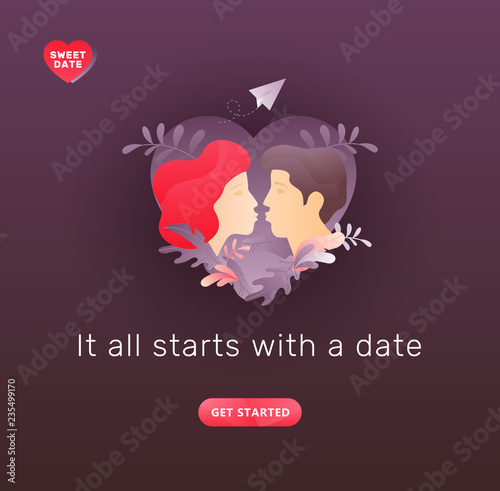 Virtual Romantic Dating Vector Concept © svetabelaya