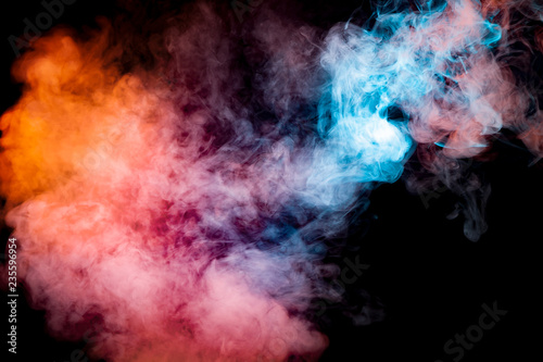 A Background Of Blue Red And Orange Wavy Smoke In The Shape Of A